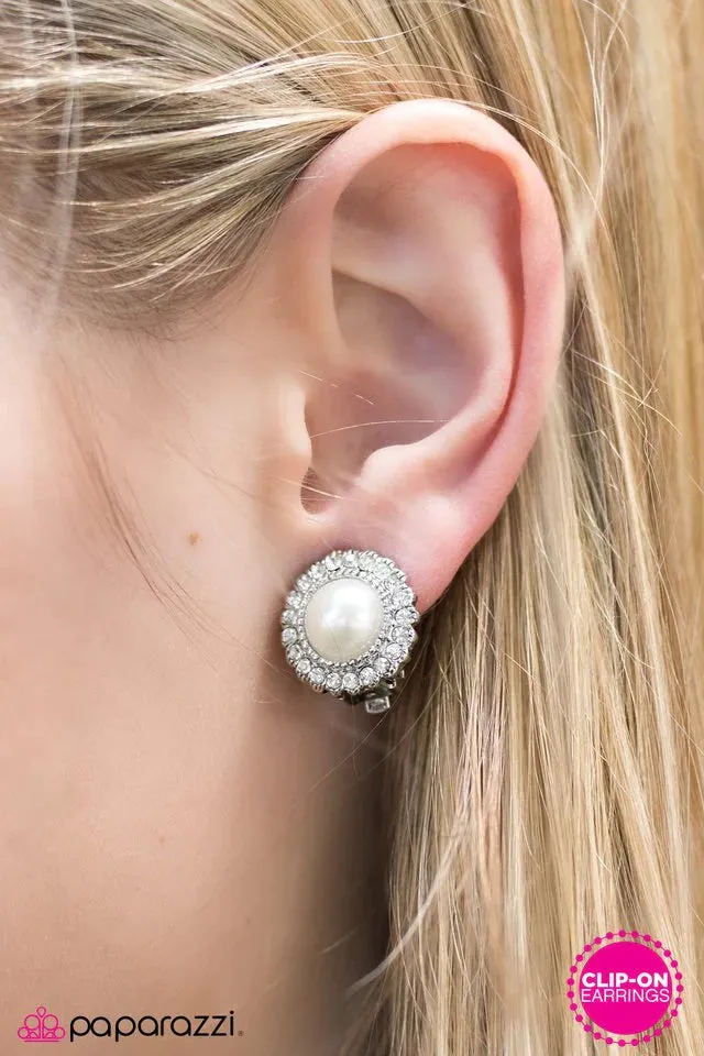 Paparazzi Earring ~ Classy and Sassy - White