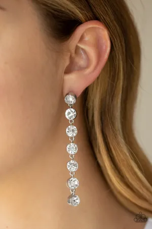 Paparazzi Earring ~ Dazzling Debonair - White