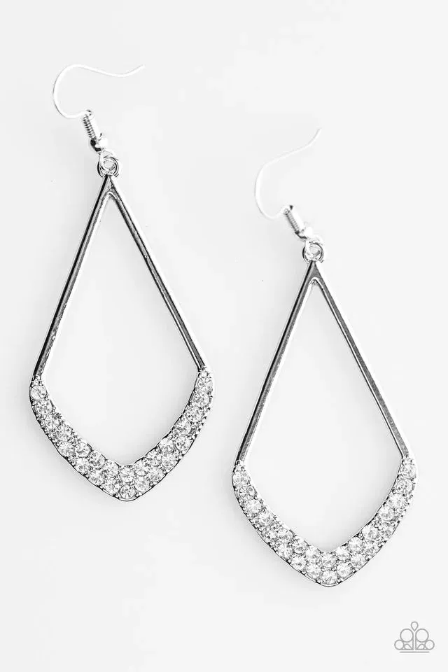 Paparazzi Earring ~ Double Dip - White