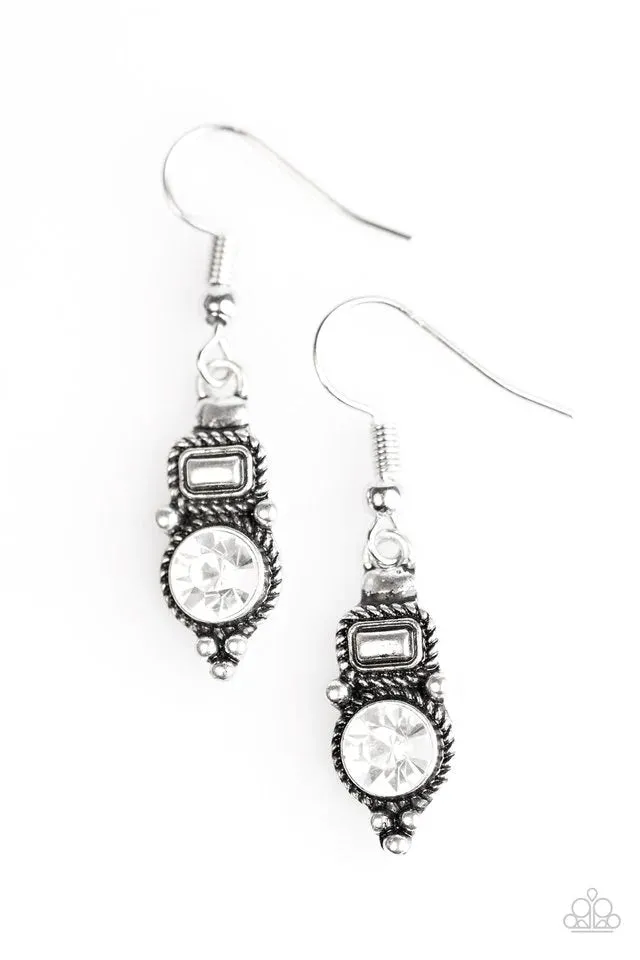 Paparazzi Earring ~ Glittering Grandeur - White