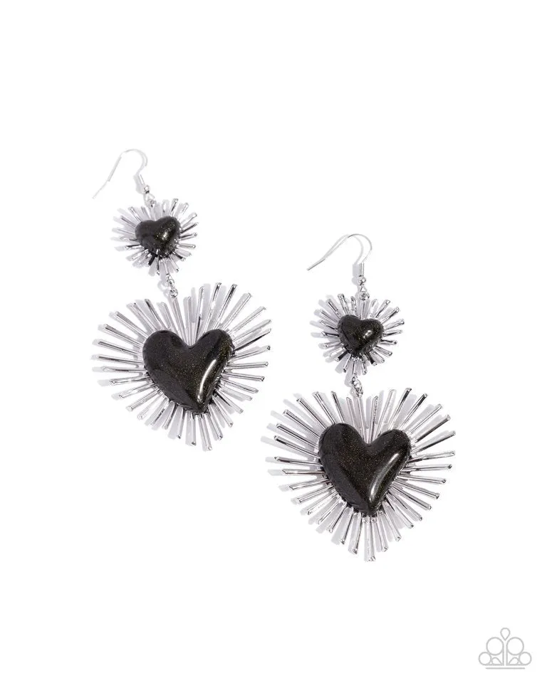 Paparazzi Earring ~ Sunburst Sweethearts - Black