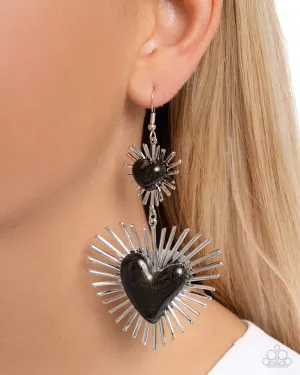 Paparazzi Earring ~ Sunburst Sweethearts - Black