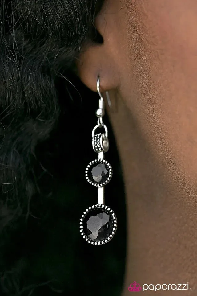 Paparazzi Earring ~ The SPARK-est Hour - Black