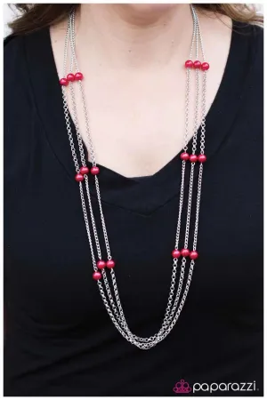 Paparazzi Necklace ~ Carry On - Red