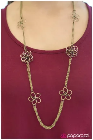 Paparazzi Necklace ~ Picking Petals - Brass