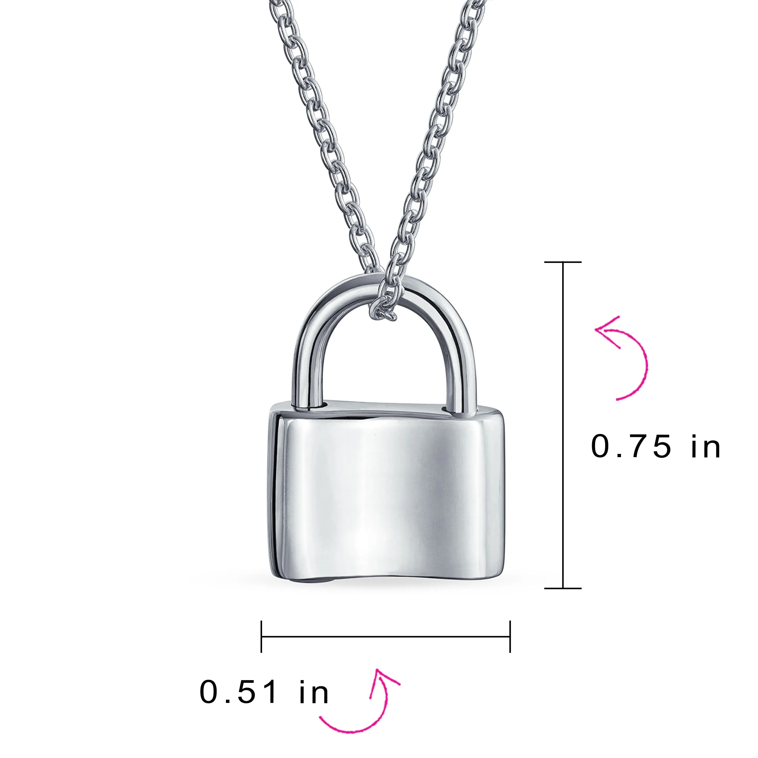 Personalized Script Initial Lovers Padlock Pendant Necklace Silver