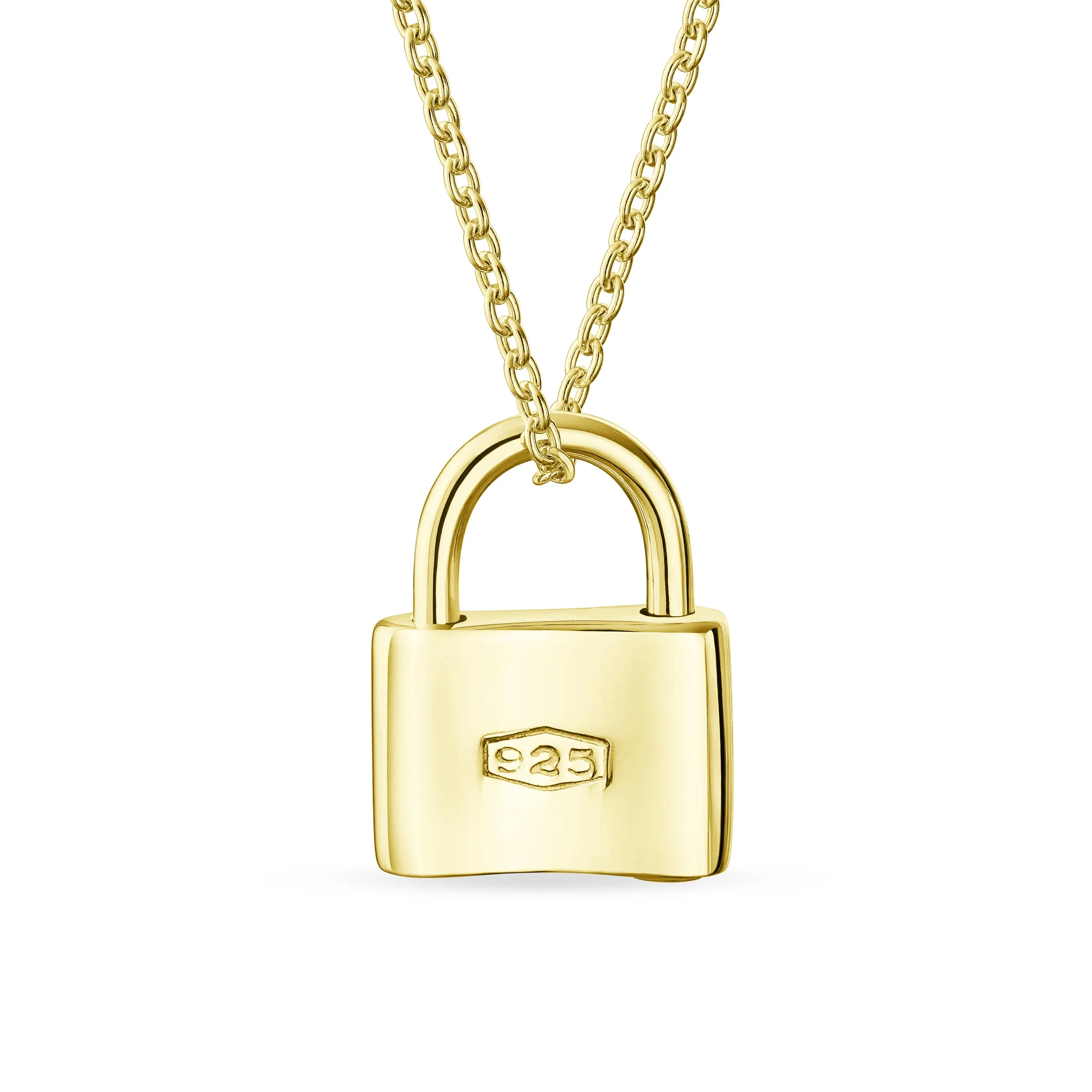 Personalized Script Initial Lovers Padlock Pendant Necklace Silver