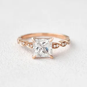 Princess Cut Moissanite Yellow Gold Ring