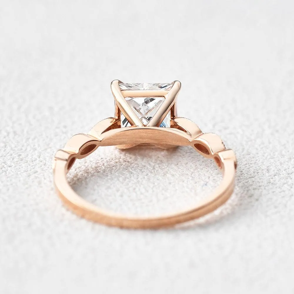 Princess Cut Moissanite Yellow Gold Ring