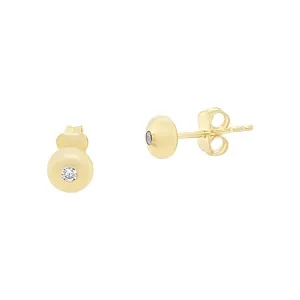 Round Stud Earring with Cubic Zirconia in 9ct Yellow Gold Silver Infused 3mm