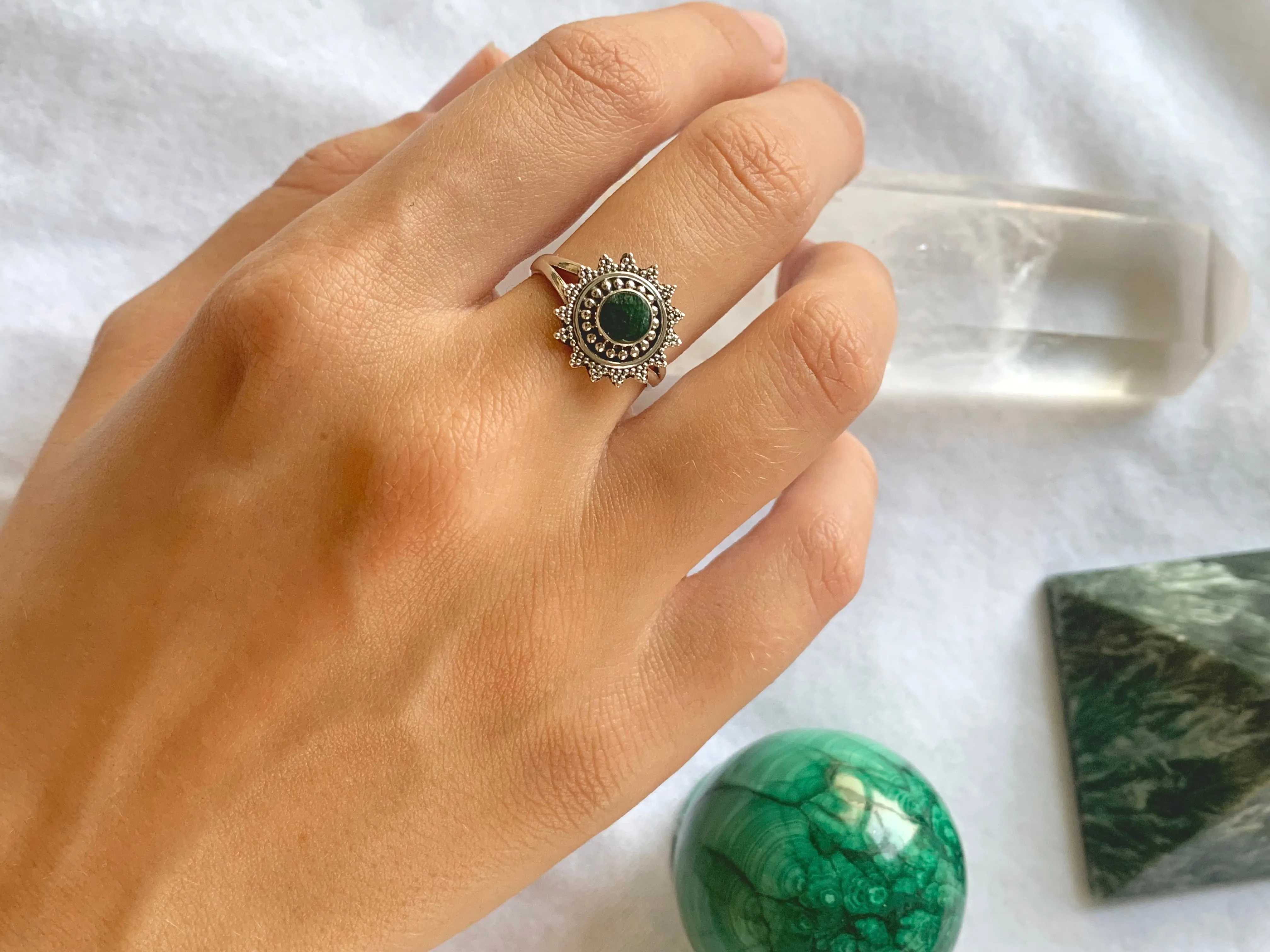 Semi-precious Emerald Evanora Ring