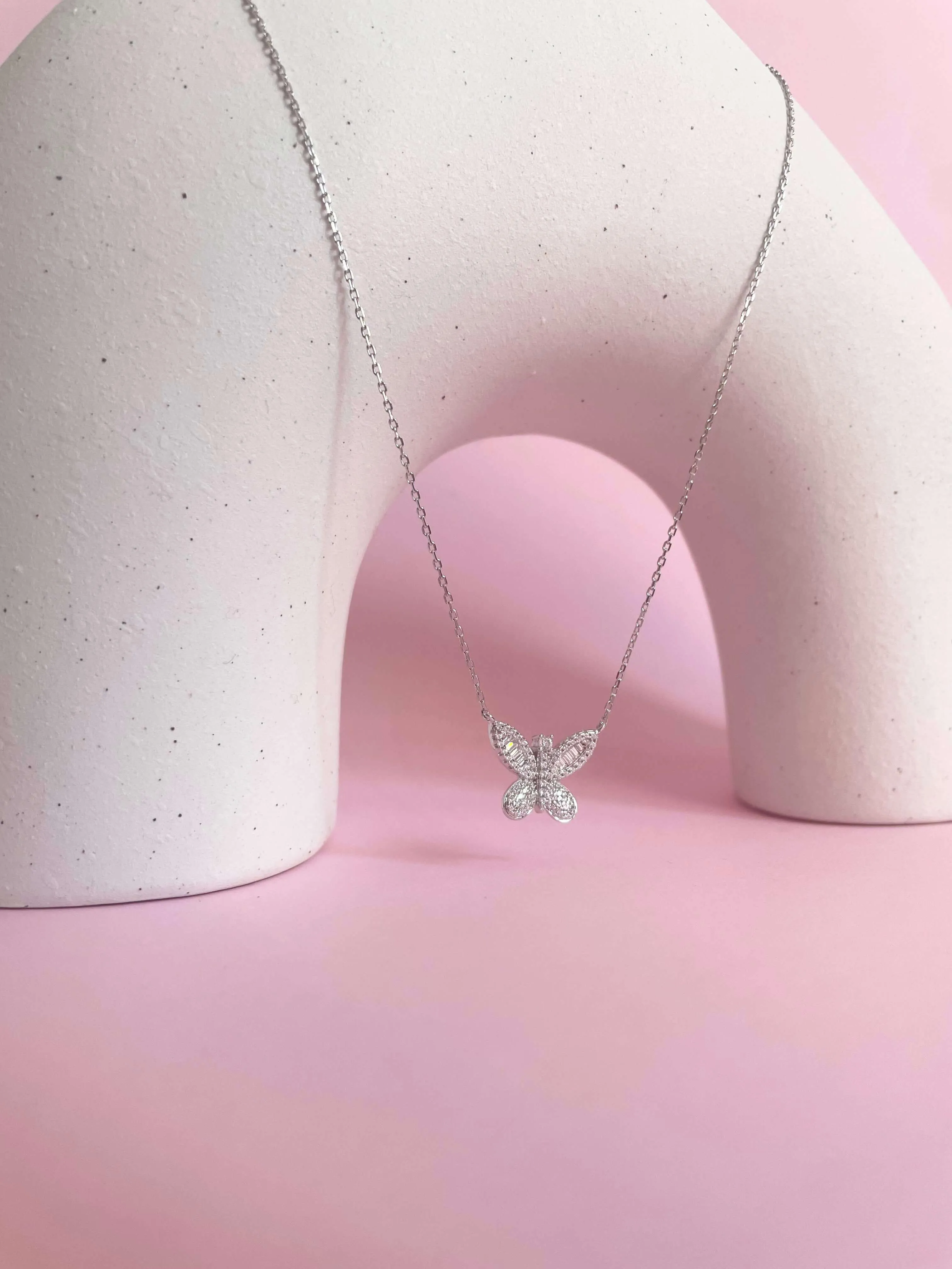 Shimmering Butterfly Necklace | Silver