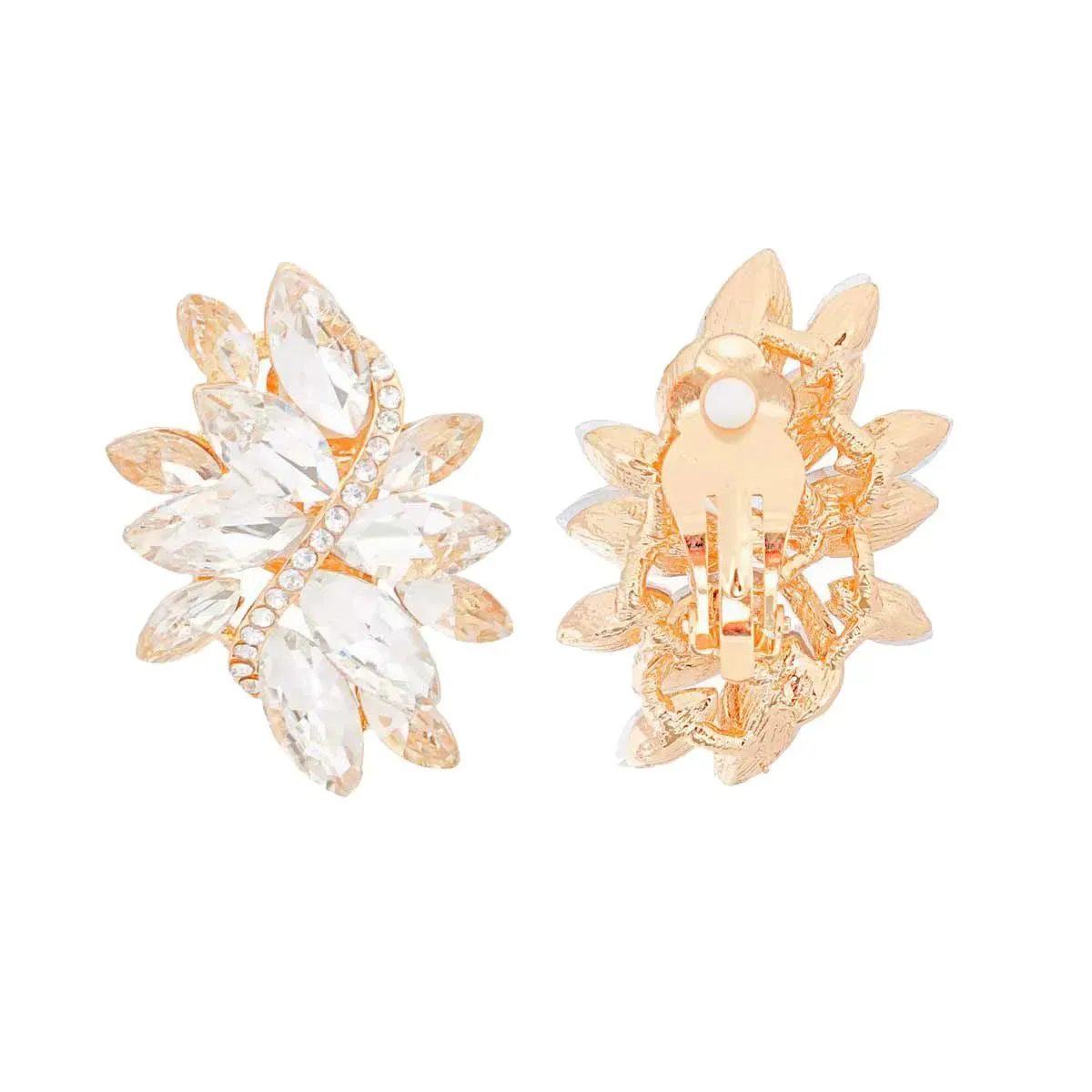 Shimmering Clear/Gold Marquise Earrings: Radiant Beauty