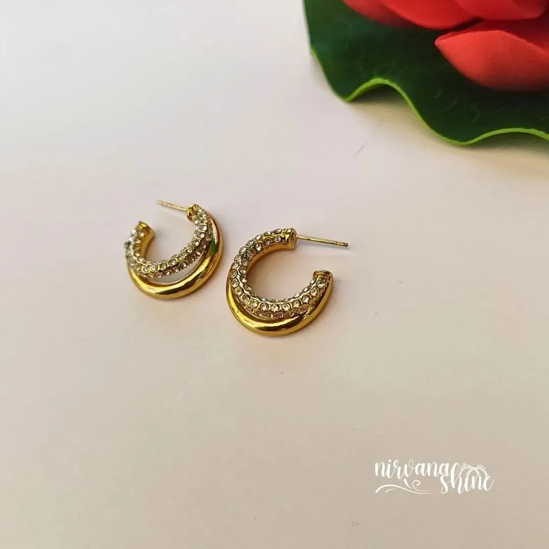 Shimmering Hoops - Diamond-Accented Gold Earrings