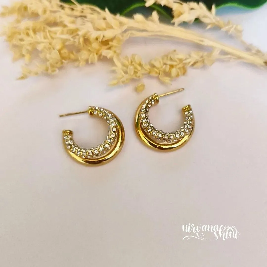 Shimmering Hoops - Diamond-Accented Gold Earrings