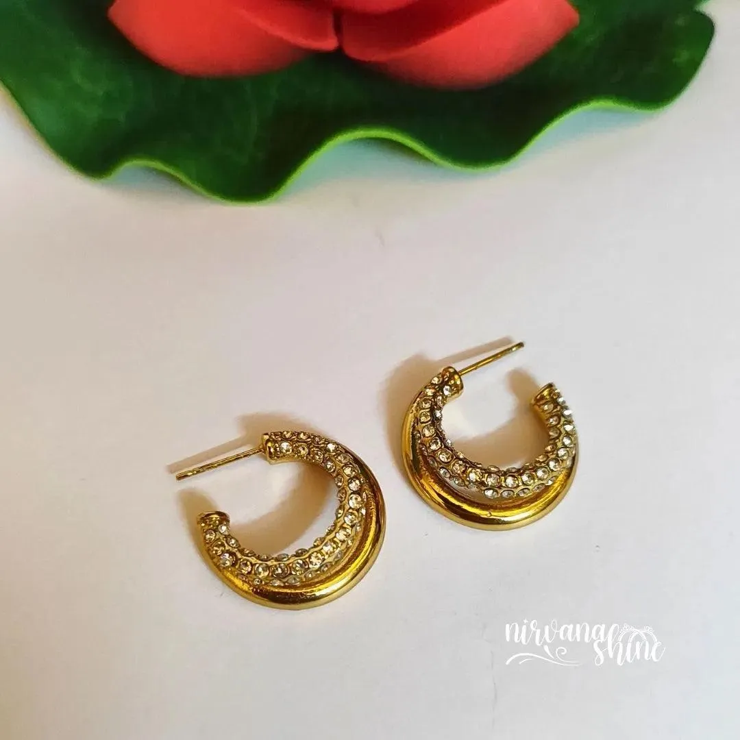 Shimmering Hoops - Diamond-Accented Gold Earrings