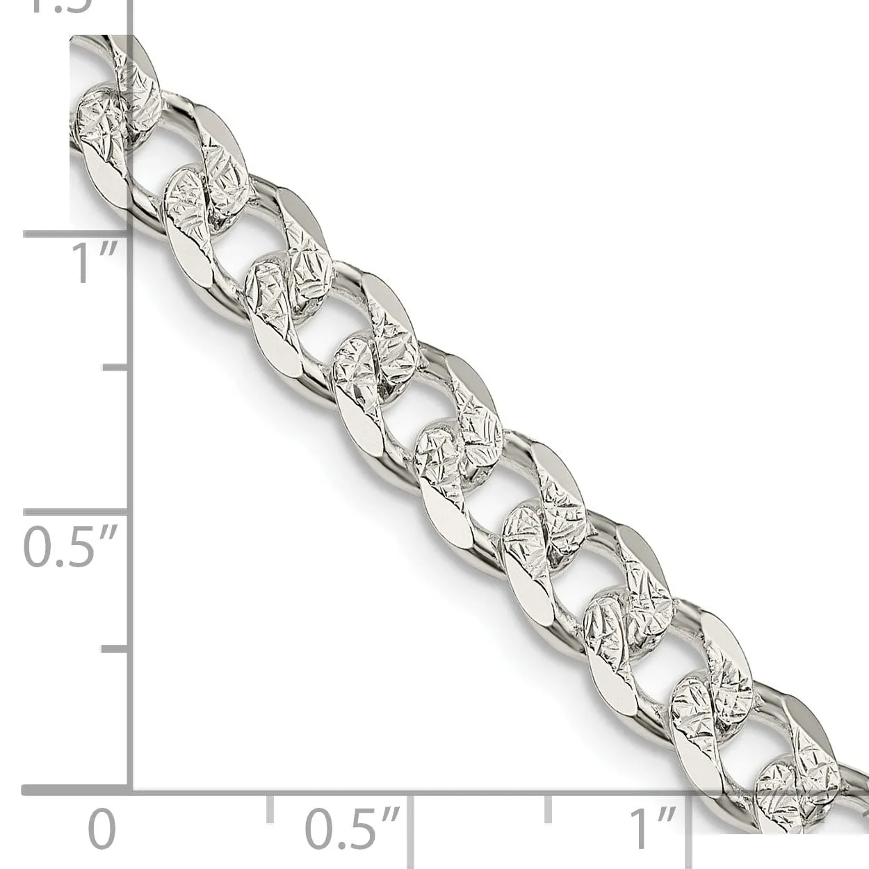 Silver 7.00-mm Solid Pave Link Curb Chain