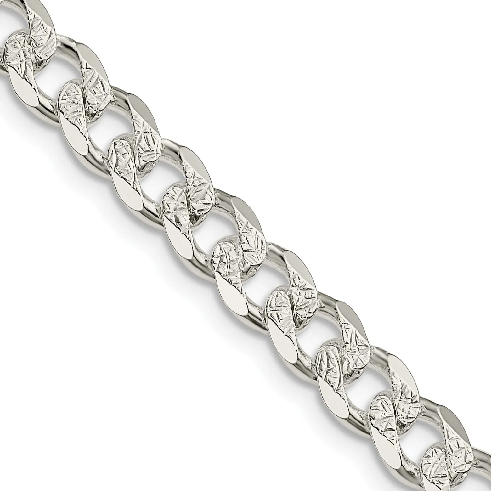 Silver 7.00-mm Solid Pave Link Curb Chain