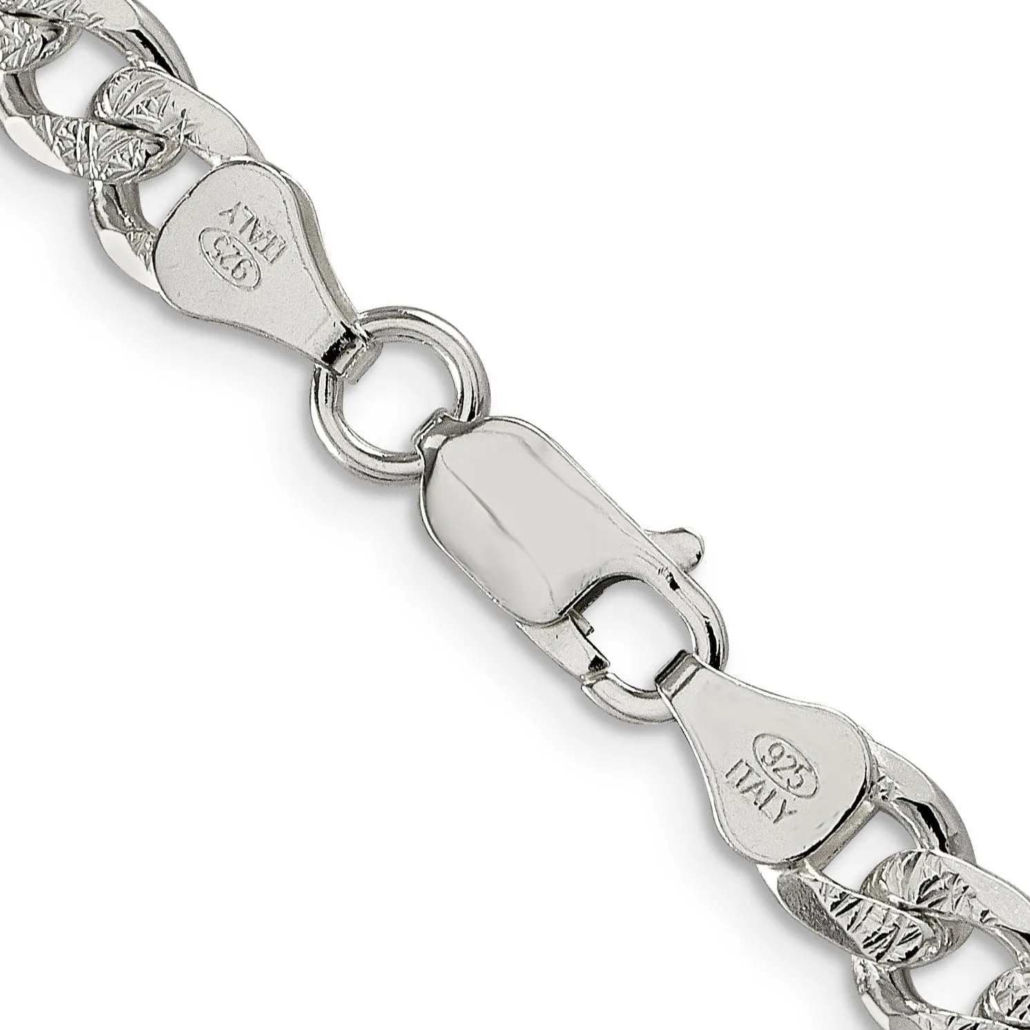 Silver 7.00-mm Solid Pave Link Curb Chain