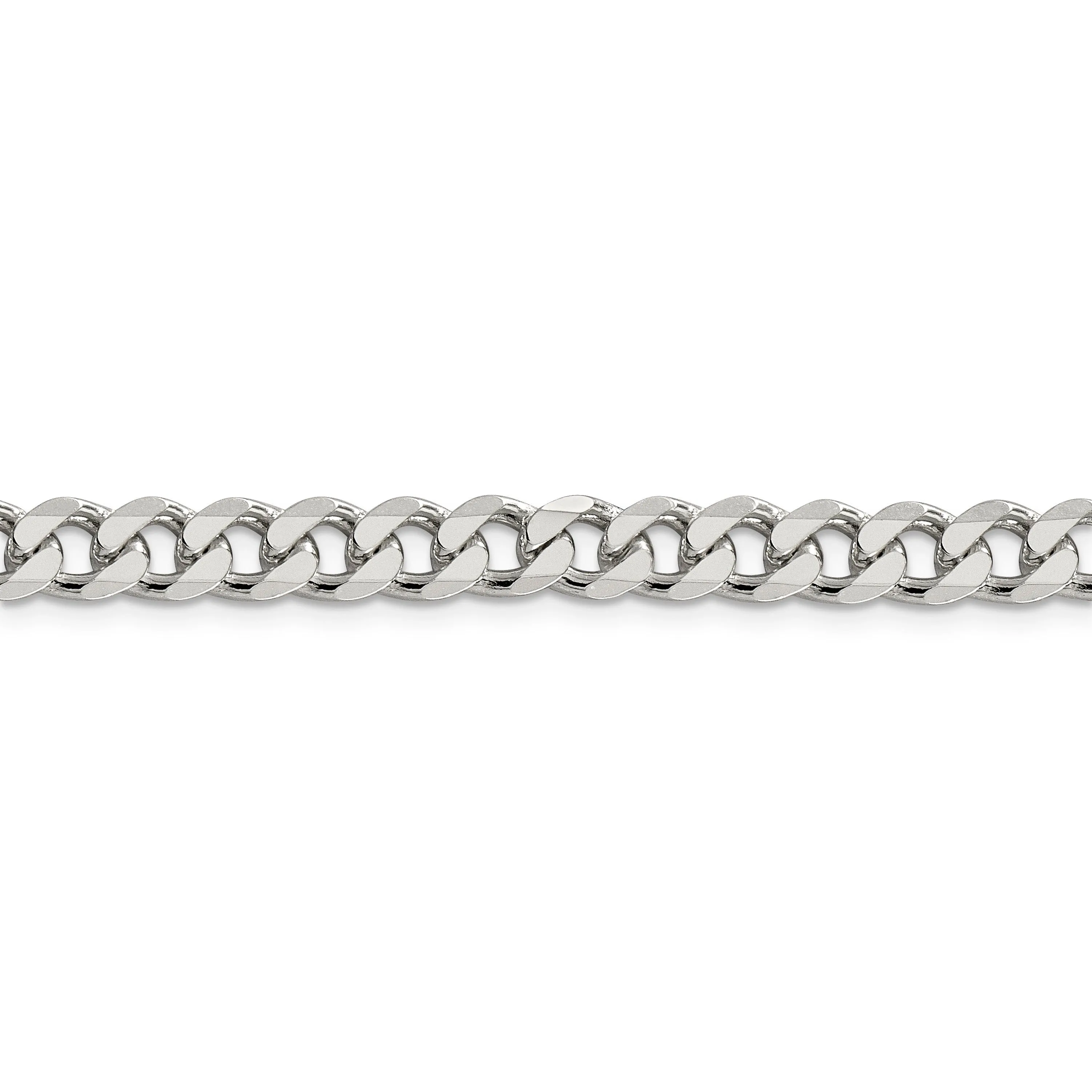 Silver 7.00-mm Solid Pave Link Curb Chain