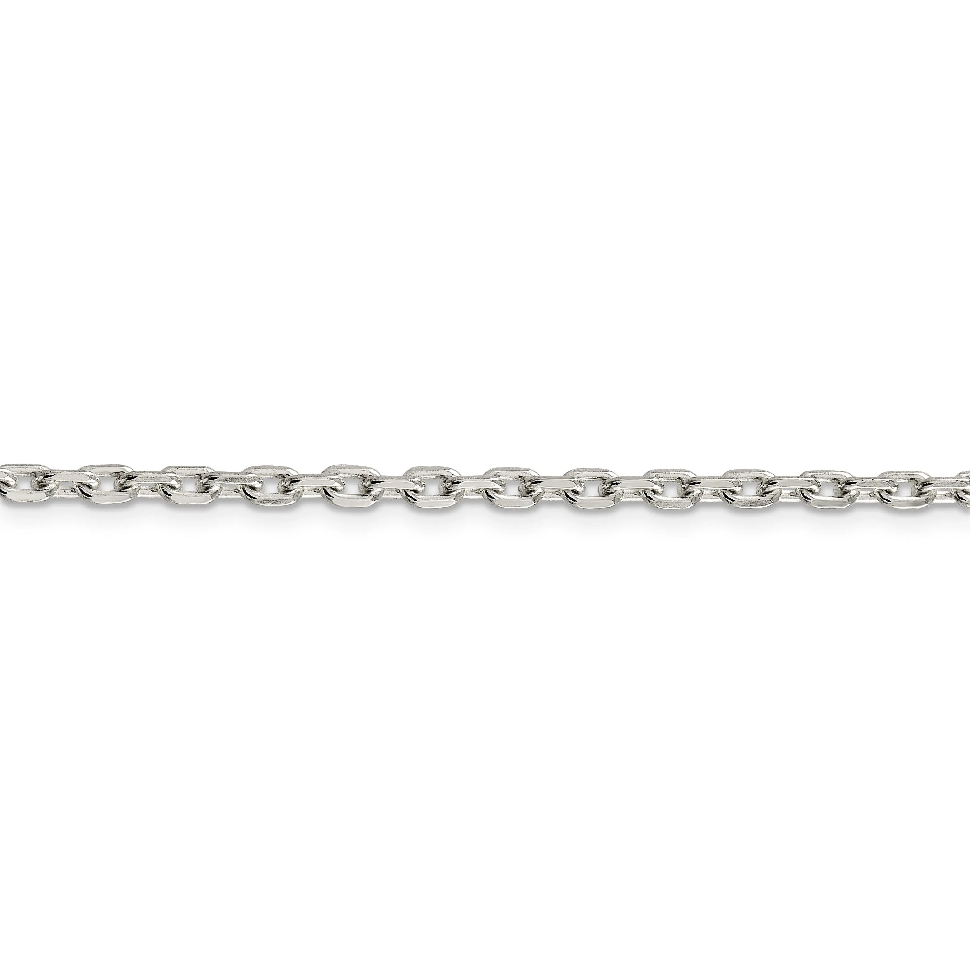 Silver Polished 3.25mm Beveled Oval Cable Chain