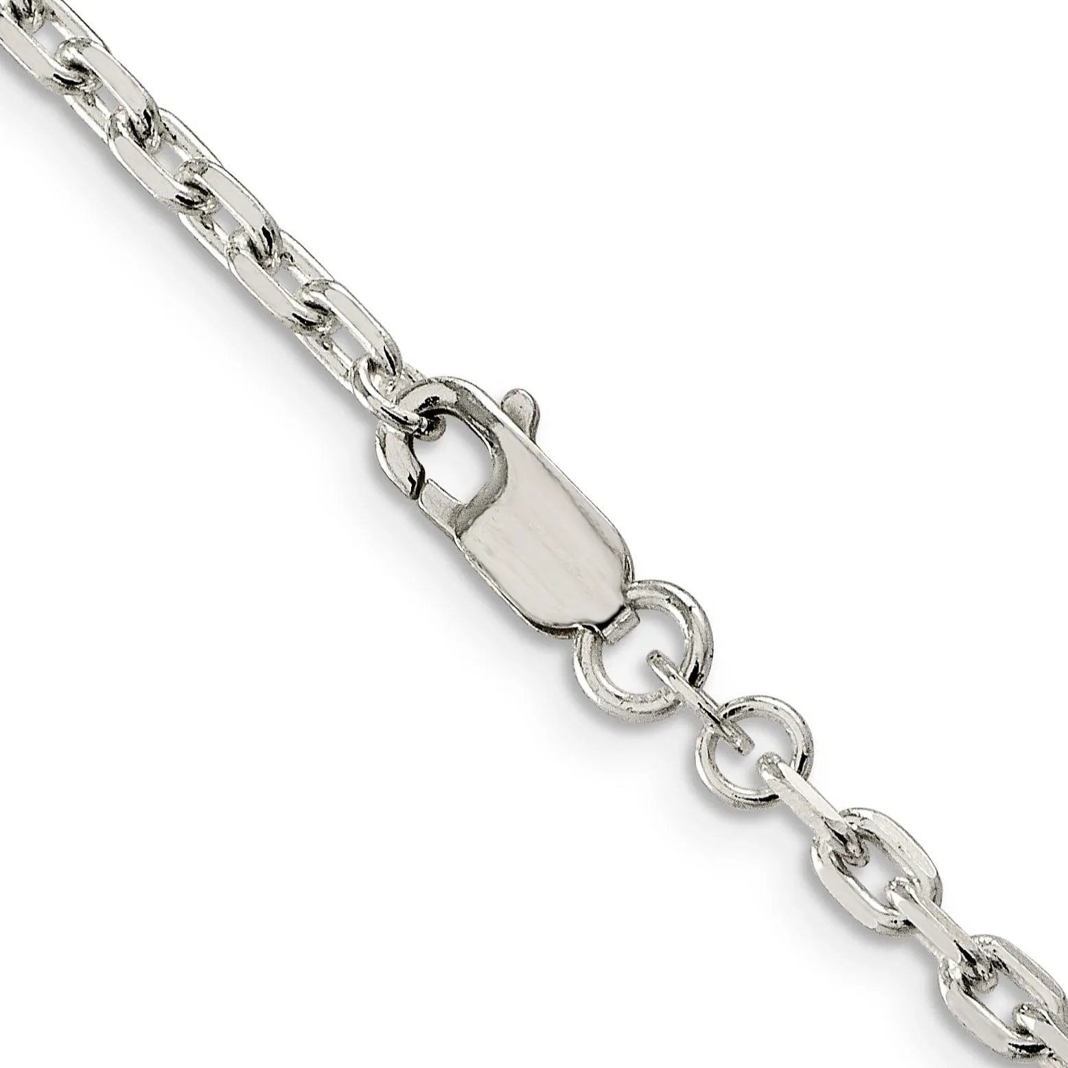 Silver Polished 3.25mm Beveled Oval Cable Chain