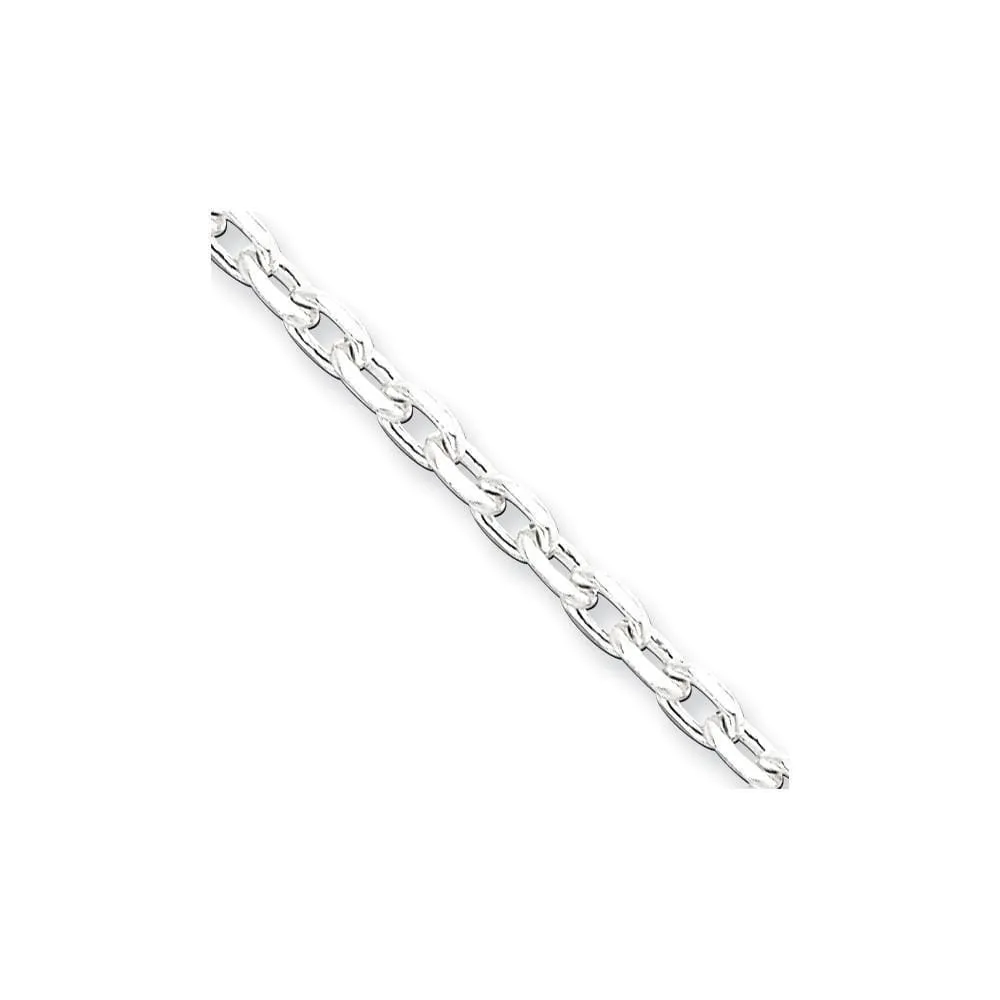 Silver Polished 3.25mm Beveled Oval Cable Chain