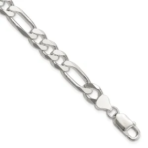 Silver Polished 7.75-mm Solid Figaro Chain