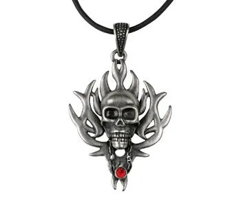 SKULL W/ FLAME RUBY PENDANT , DC/60