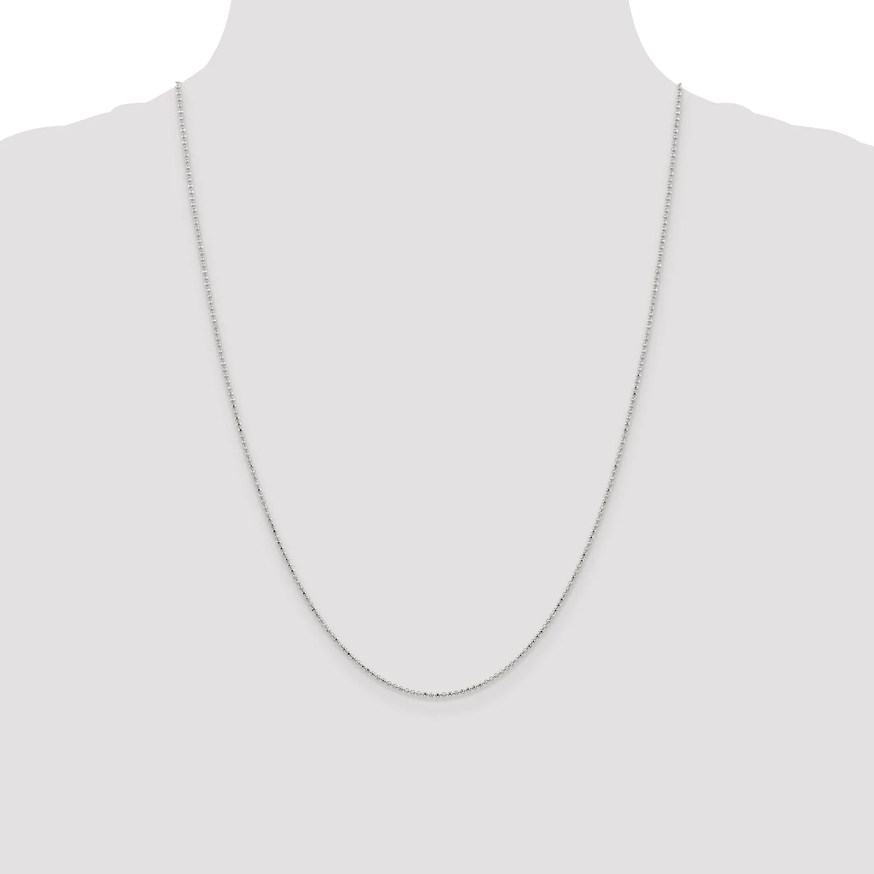 Solid 14k White Gold Beaded Pendant Chain