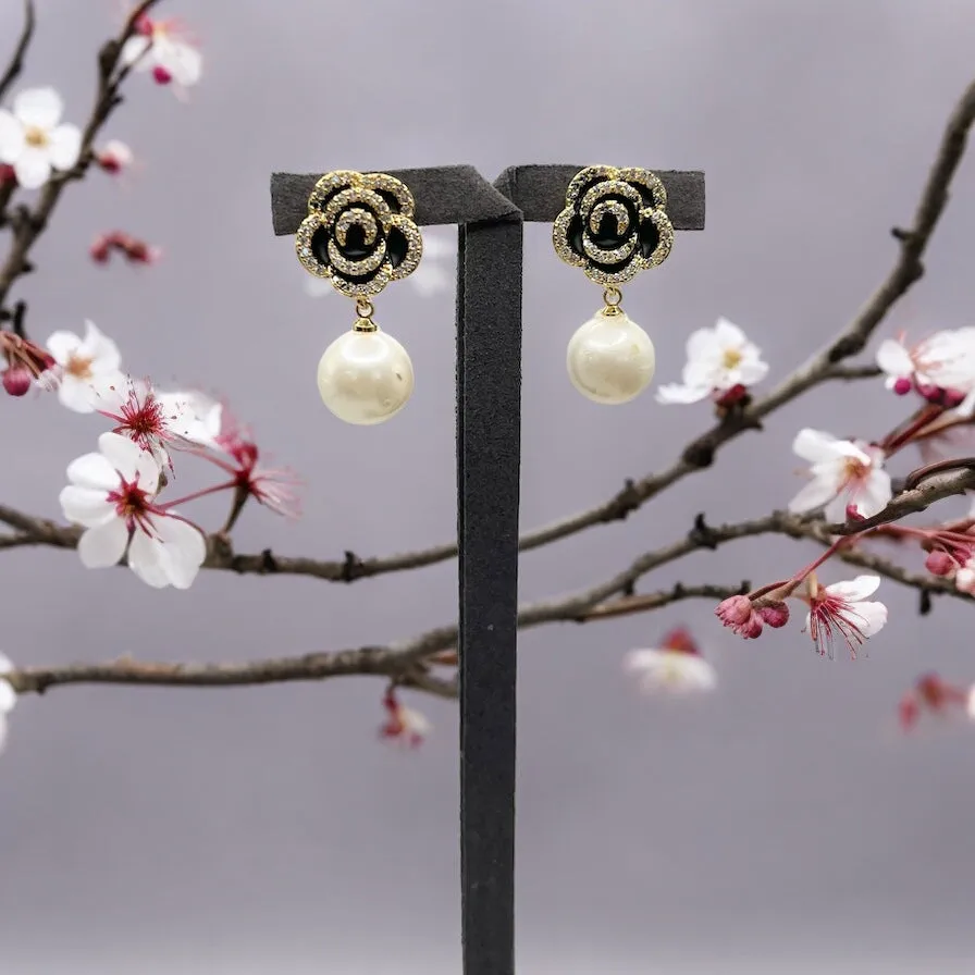 SOUTH SEA PEARL FLOWER DANGLE EARRINGS