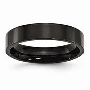 Stainless Steel Black IP-plated Polished Flat 5mm Wedding Band Ring