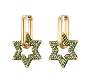 Star Earrings Green