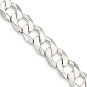 Sterling Silver 11.75mm Flat Curb Chain Necklace