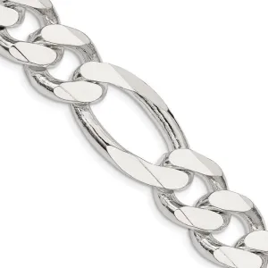 Sterling Silver 15mm Figaro Chain Necklace