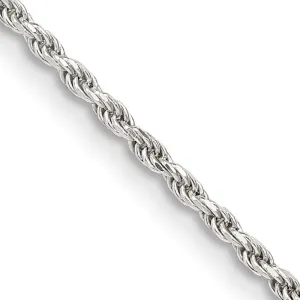 Sterling Silver 1.7mm Diamond-cut Rope Chain Necklace w/4in ext.