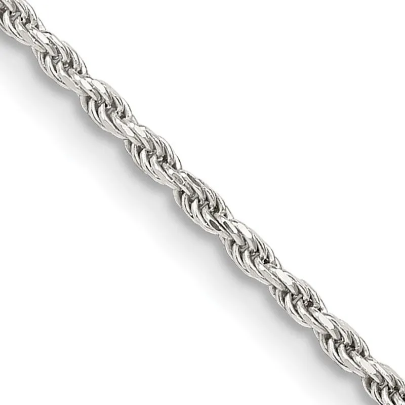 Sterling Silver 1.7mm Diamond-cut Rope Chain Necklace w/4in ext.