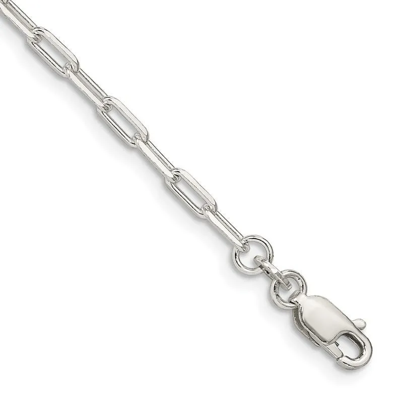 Sterling Silver 2.75mm Elongated Open Link Chain Bracelet