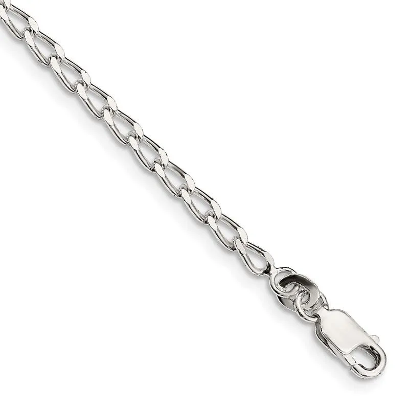 Sterling Silver 2.8mm Open Elongated Link Chain Bracelet