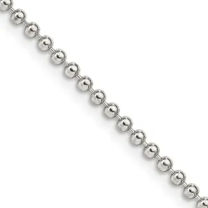 Sterling Silver 2mm Beaded Chain Necklace