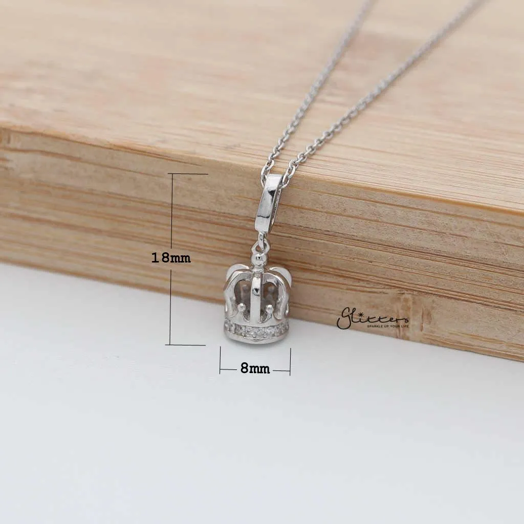 Sterling Silver 3D Crown Women's Necklace