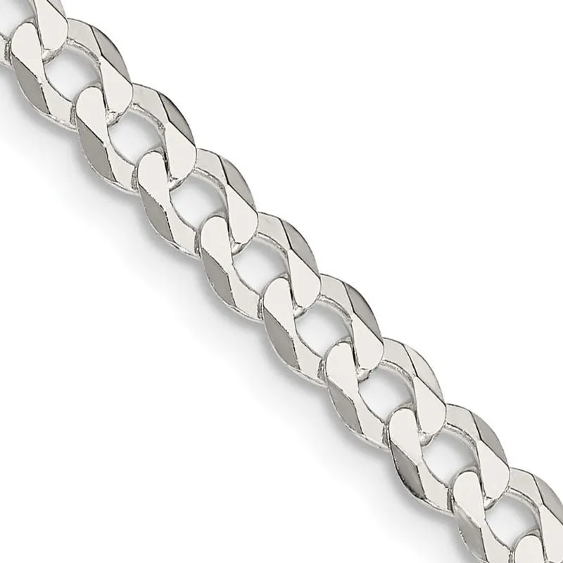 Sterling Silver 4.5mm Flat Curb Chain Necklace