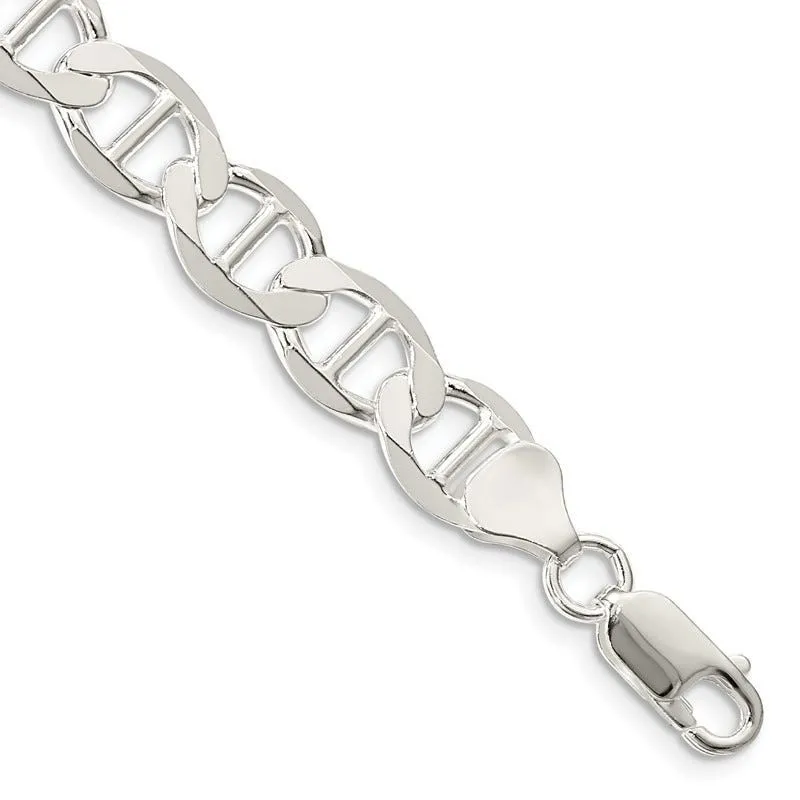 Sterling Silver 8.9mm Flat Anchor Chain Bracelet