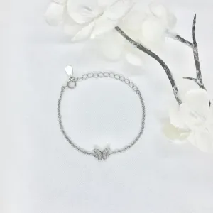 Sterling Silver Children's CZ Butterfly Bracelet