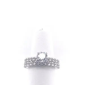 Sterling Silver Cubic Zirconia Eternity Band Bridal Set