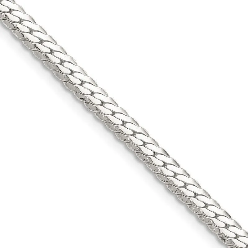 Sterling Silver Polished 4.1mm Double Oval Flat Chain Necklace