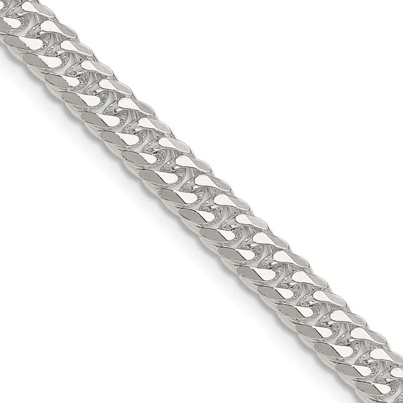 Sterling Silver Polished 5.7mm Double Diamond-cut Curb Chain Necklace