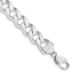 Sterling Silver Rhodium-plated 13mm Curb Chain Bracelet