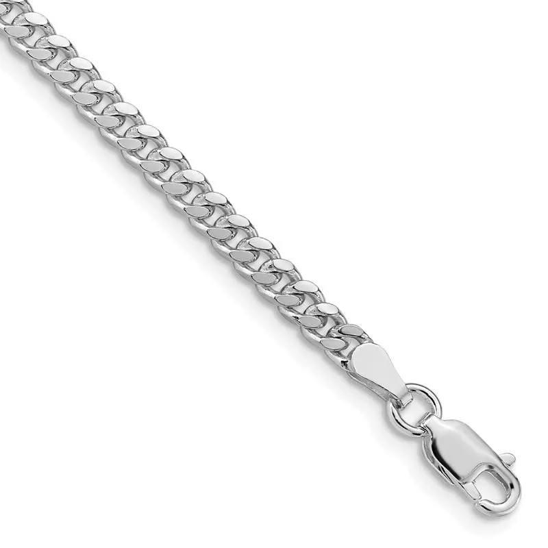 Sterling Silver Rhodium-plated 3.25mm Domed Curb Chain Bracelet