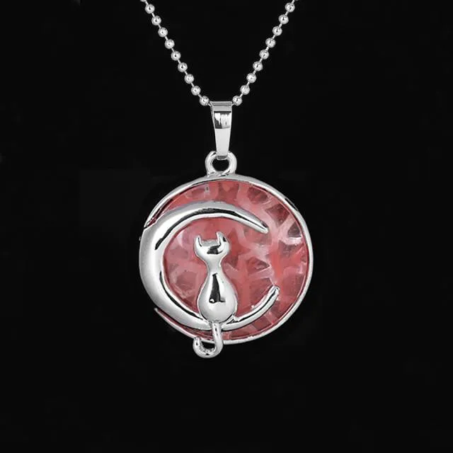 The Cat In The Moon Gemstone Necklace